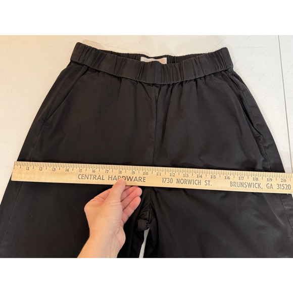 Everlane Cotton Poplin Pull On Wide Leg Pants Sz 8 Black Stretch Quiet Luxury - Picture 9 of 13